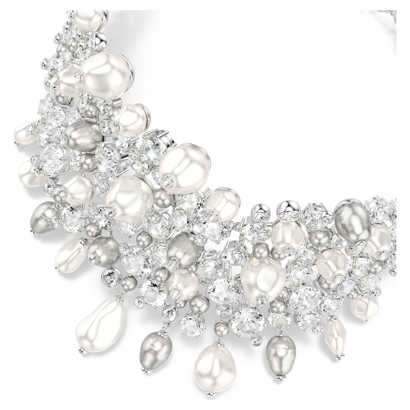 swarovski عقد شوكر constella، لؤلؤ كريستال، قطع مستدير، لون أبيض، طلاء روديوم