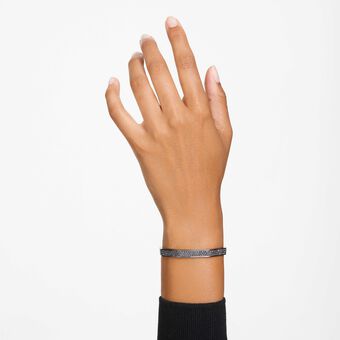 swarovski سوار dextera، شكل ثماني، لون أسود، طلاء روثينيوم