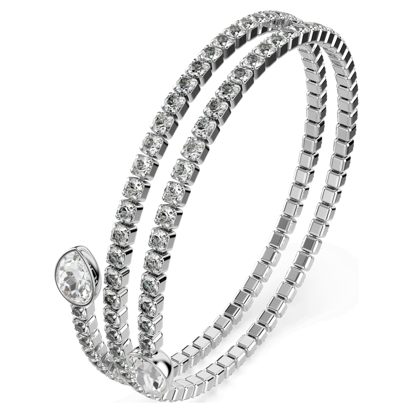 swarovski سوار twisty، قطع على شكل كمثرى، لون أبيض، لمسة نهائية من معادن مختلطة