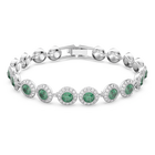 Angelic bracelet, Round cut, Pavé, Medium, Green, Rhodium plated