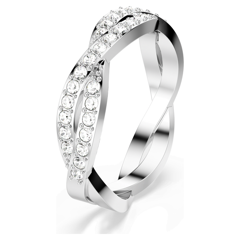 swarovski خاتم infinity، قطع مستدير، لون أبيض، طلاء روديوم