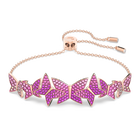 swarovski سوار lilia، مزين بفراشة، لون وردي، طلاء ذهبي وردي