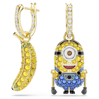 swarovski minions stuart and banana hoop earrings  pav   mini  multicolored  gold tone plated