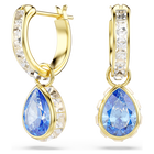 swarovski أقراط متدلية chroma، قطع على شكل كمثرى، لون أزرق، لمسة نهائية من الذهب عيار 18 قيراط