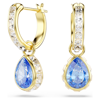 swarovski أقراط متدلية chroma، قطع كمثري، لون أزرق، لمسة نهائية من الذهب عيار 18 قيراط