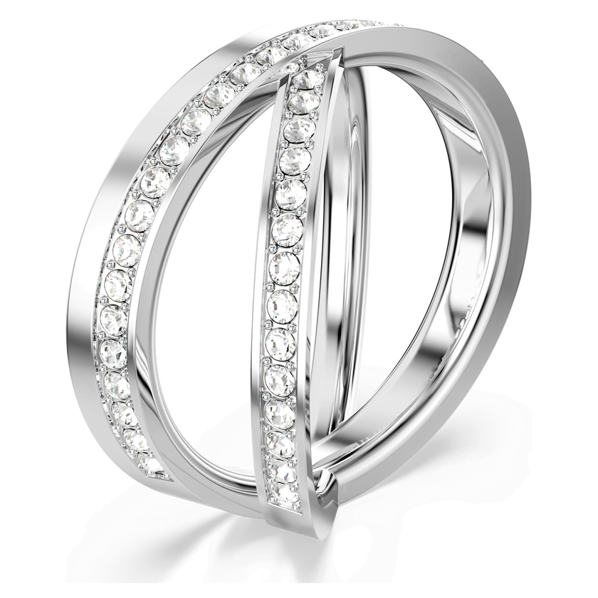 swarovski خاتم delta، قطع مستدير، لون أبيض، طلاء روديوم