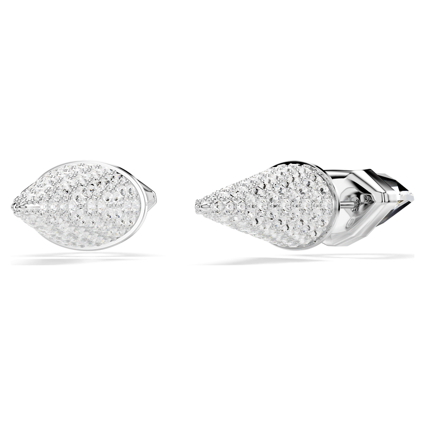 swarovski أقراط دبوسية lucent، أحجار كريستال صغيرة متراصة، شكل وتد، لون أبيض، طلاء روديوم