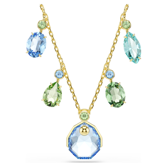 swarovski عقد gema، قطع متنوع، تصميم متدلٍ، ألوان متعددة، طلاء باللون الذهبي