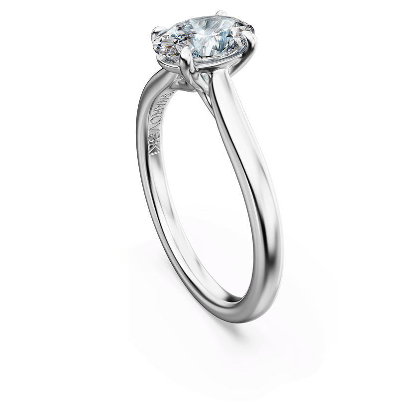 swarovski خاتم سوليتير eternity، أحجار ألماس مُصنعة في المختبر بإجمالي 1 قيراط، قطع دائري، ذهب أبيض عيار 18