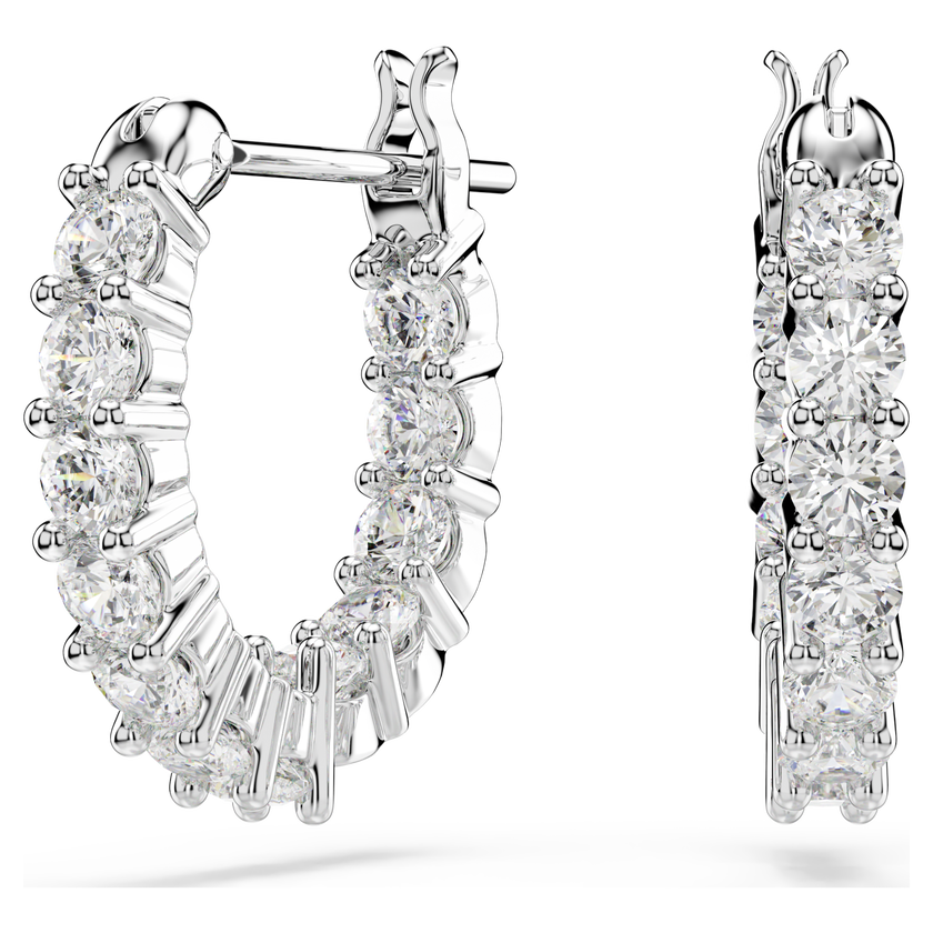 swarovski أقراط حلقية matrix vittore، قطع مستدير، لون أبيض، طلاء روديوم
