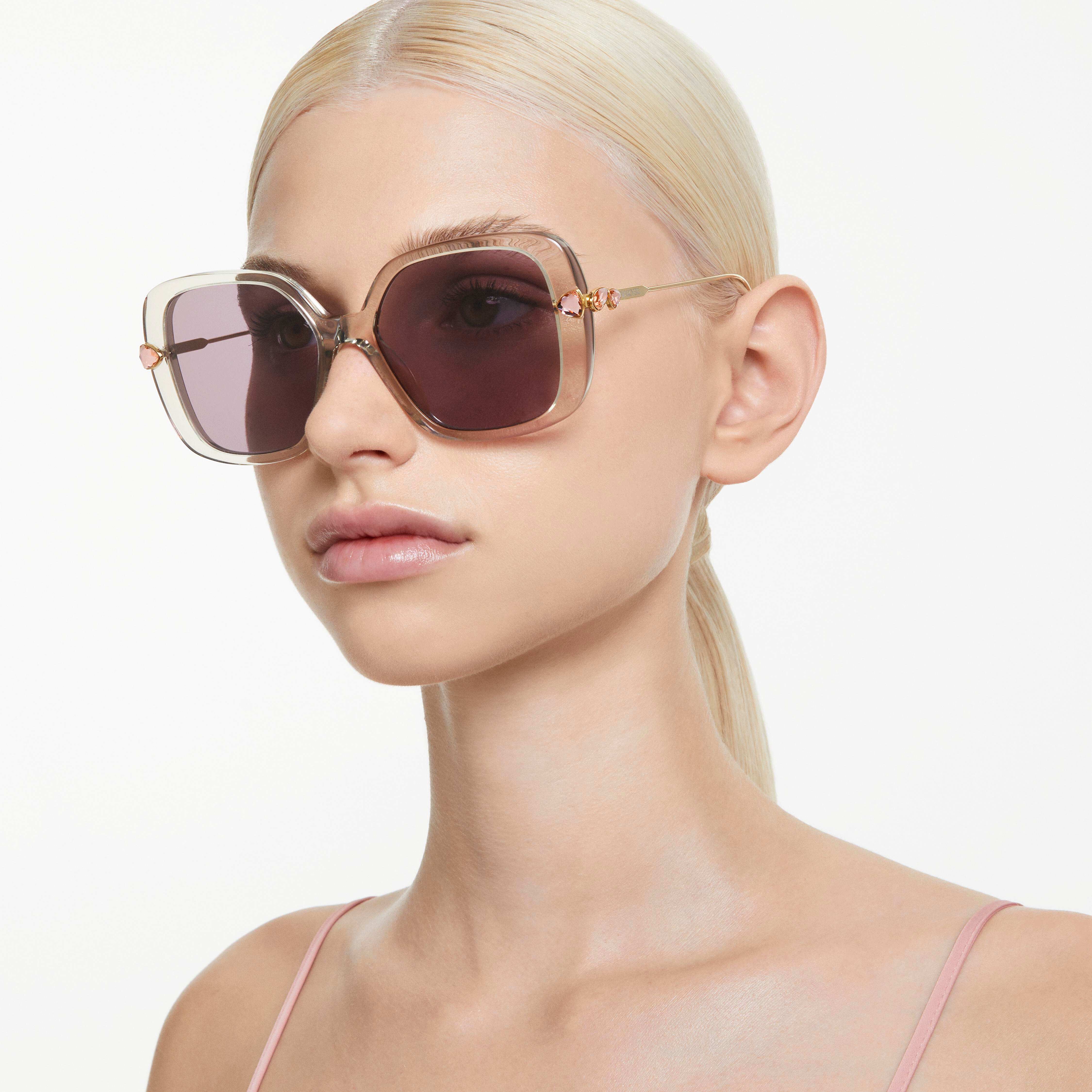 swarovski نظارة شمسية، حجم كبير، شكل مربع، sk6011el، لون أرجواني