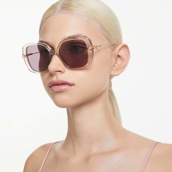 swarovski نظارة شمسية، حجم كبير، شكل مربع، sk6011el، لون أرجواني