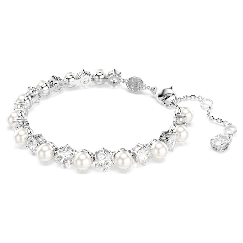 swarovski سوار matrix tennis، لآلئ كريستال، قطع مستدير، لون أبيض، طلاء روديوم