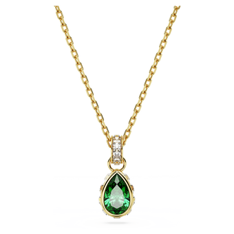 swarovski قلادة chroma، قطع على شكل كمثرى، لون أخضر، طلاء بلون ذهبي