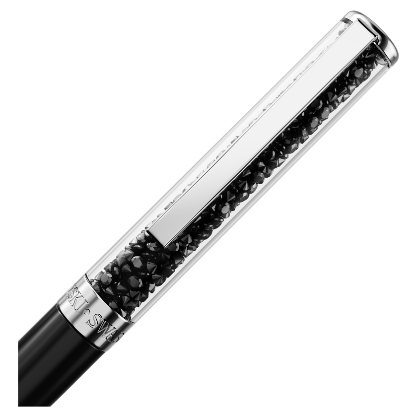 swarovski قلم حبر جاف crystalline، لون أسود، طلاء أسود لامع، طلاء كروم