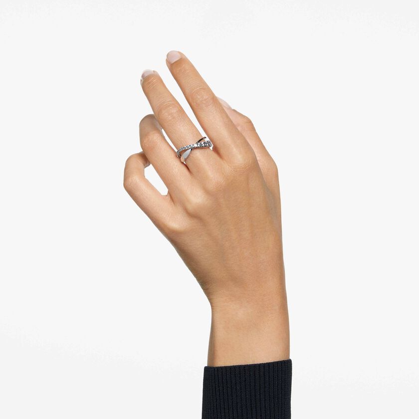 swarovski خاتم hyperbola، قطع مُستدير، لون أبيض، طلاء روديوم