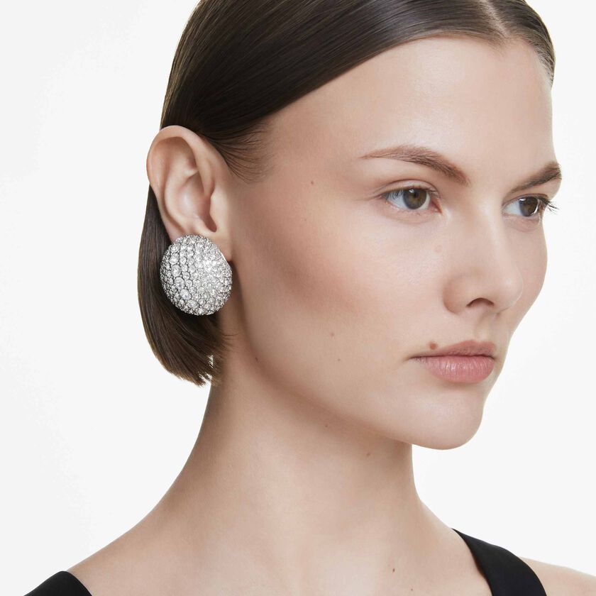 swarovski أقراط بمشبك sublima، لون أبيض، طلاء روديوم