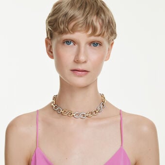 swarovski عقد dextera، قطع مستدير، سلسلة، لون أبيض، لمسة نهائية من معادن مختلطة