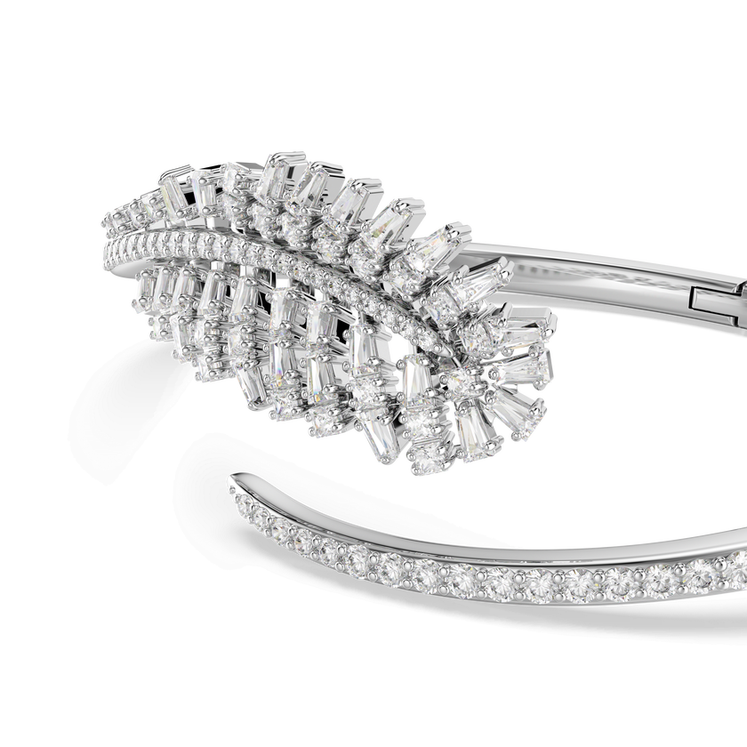 swarovski سوار vienna، قطع متنوع، شكل ريشة، لون أبيض، طلاء روديوم