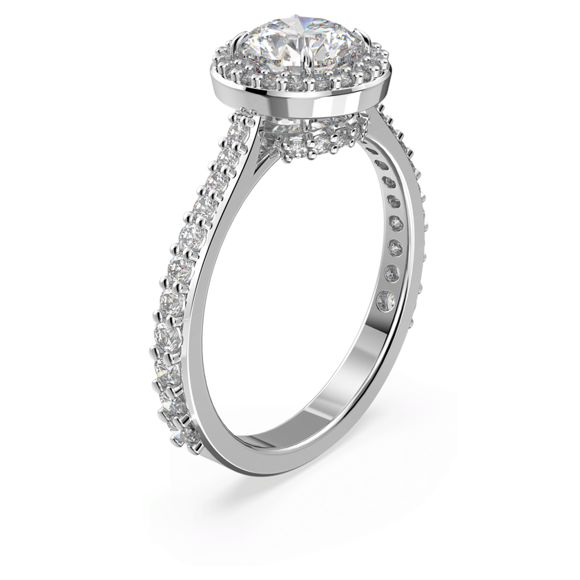 swarovski خاتم كوكتيل una angelic، قطع مستدير، كريستالات متراصة، لون أبيض، طلاء روديوم