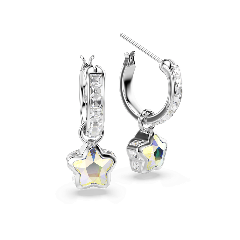 swarovski أقراط متدلية chroma، قطع متنوع، نجمة، لون أبيض، طلاء روديوم