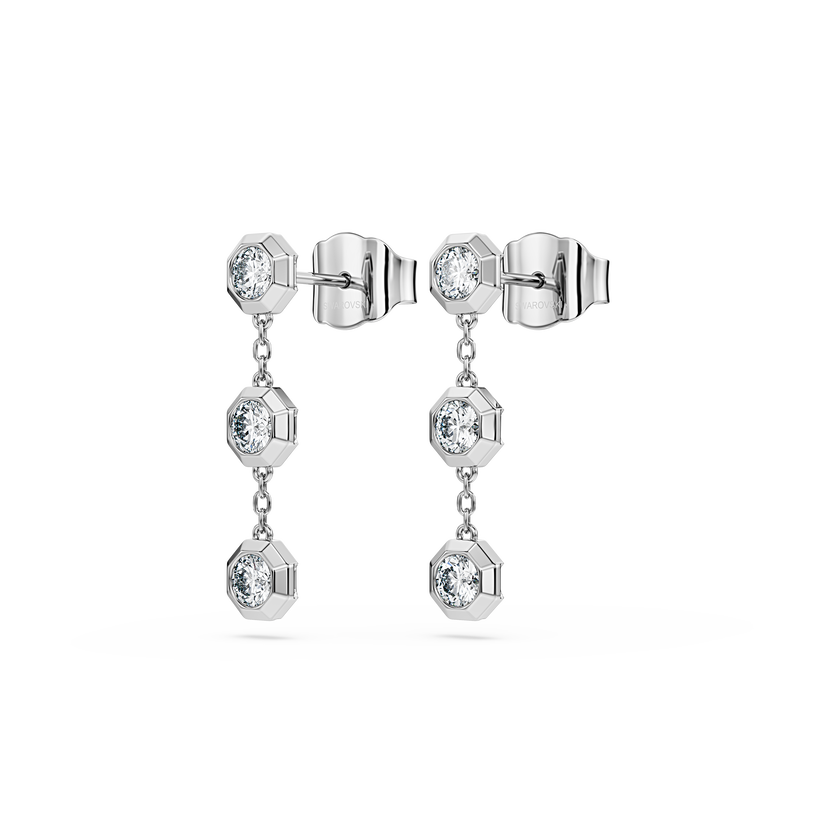 swarovski octagon drop earrings  lab grown diamonds 0 6 ct tw  round shape  sterling silver