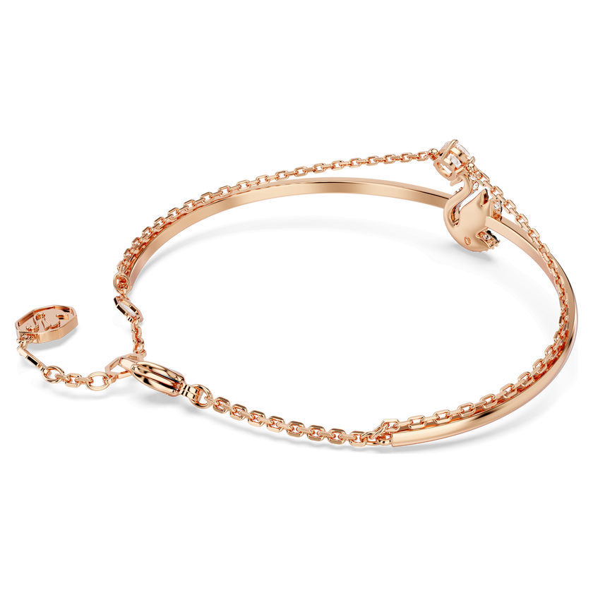سوار swarovski swan، على شكل بجعة، لون أسود، طلاء ذهبي وردي