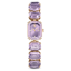 swarovski ساعة، سوار بقطع مثمن، لون أرجواني، لمسة نهائية بلون ذهبي شامبين