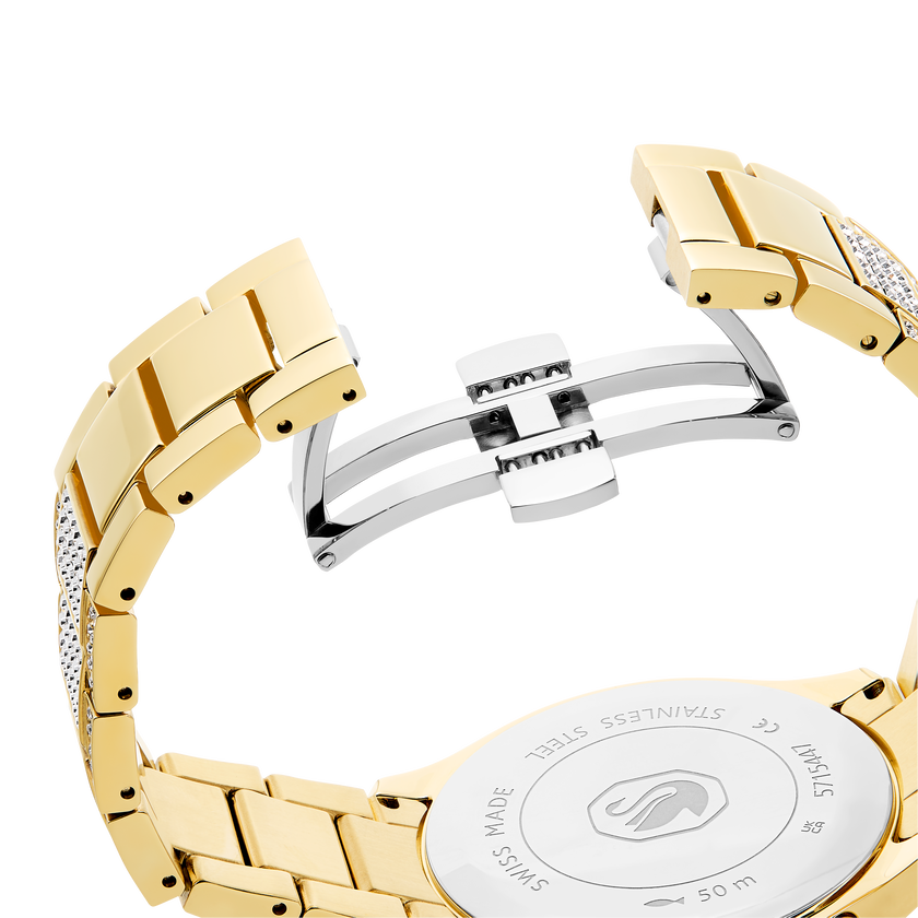 swarovski ساعة dextera lux، صناعة سويسرية، سوار معدني، لون ذهبي، لمسة نهائية باللون الذهبي