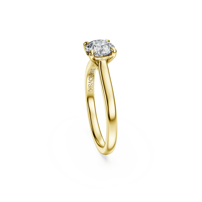swarovski خاتم سوليتير eternity، ألماس مُصنع في المختبر إجمالي 1 قيراط، شكل دائري، لون أبيض، ذهب أصفر عيار 18 قيراط