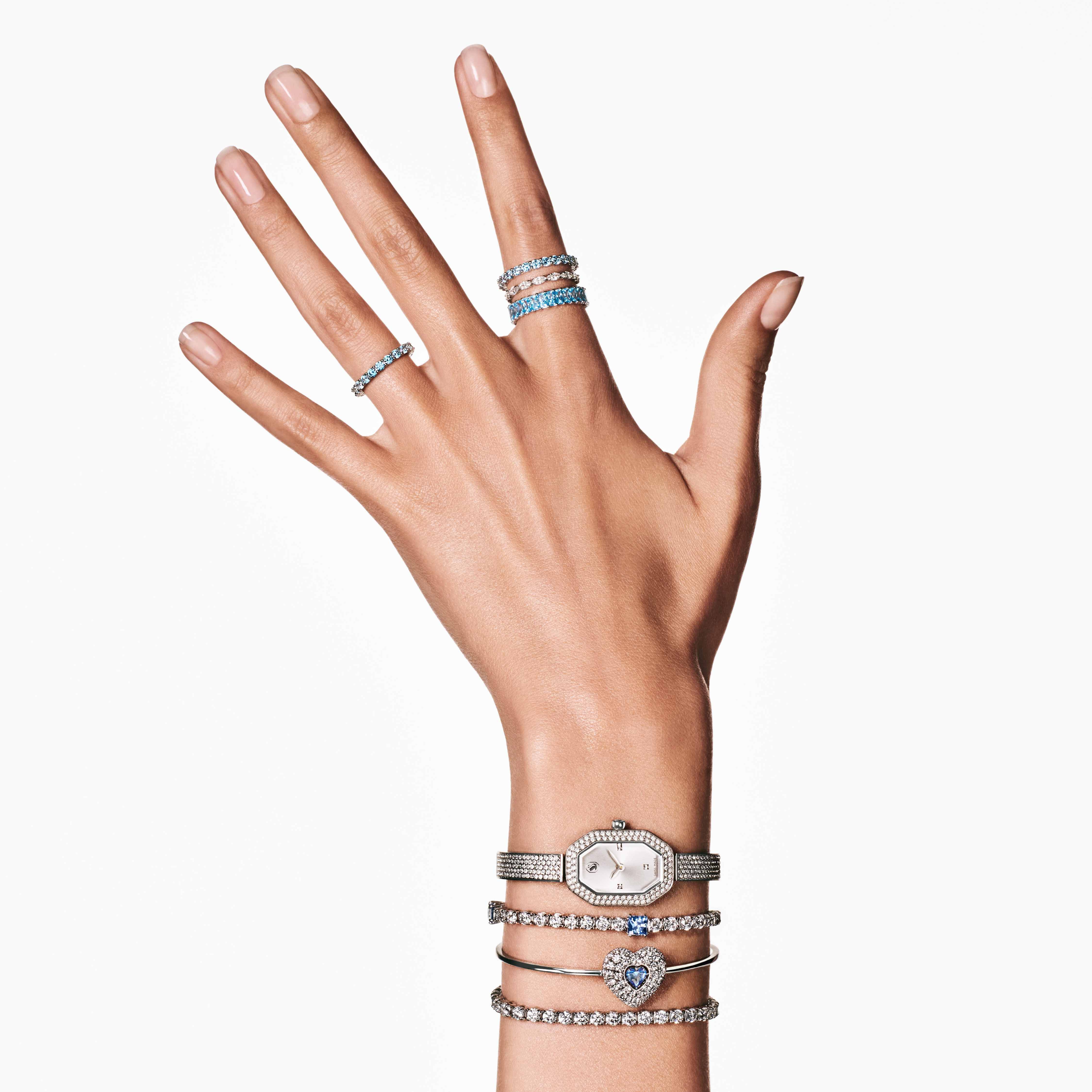 swarovski سوار idyllia، على شكل قلب، لون أزرق، طلاء روديوم