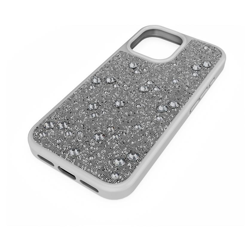 swarovski حافظة high للهاتف الذكي، كريستالات مسطحة من الخلف، iphone  17، لون فضي