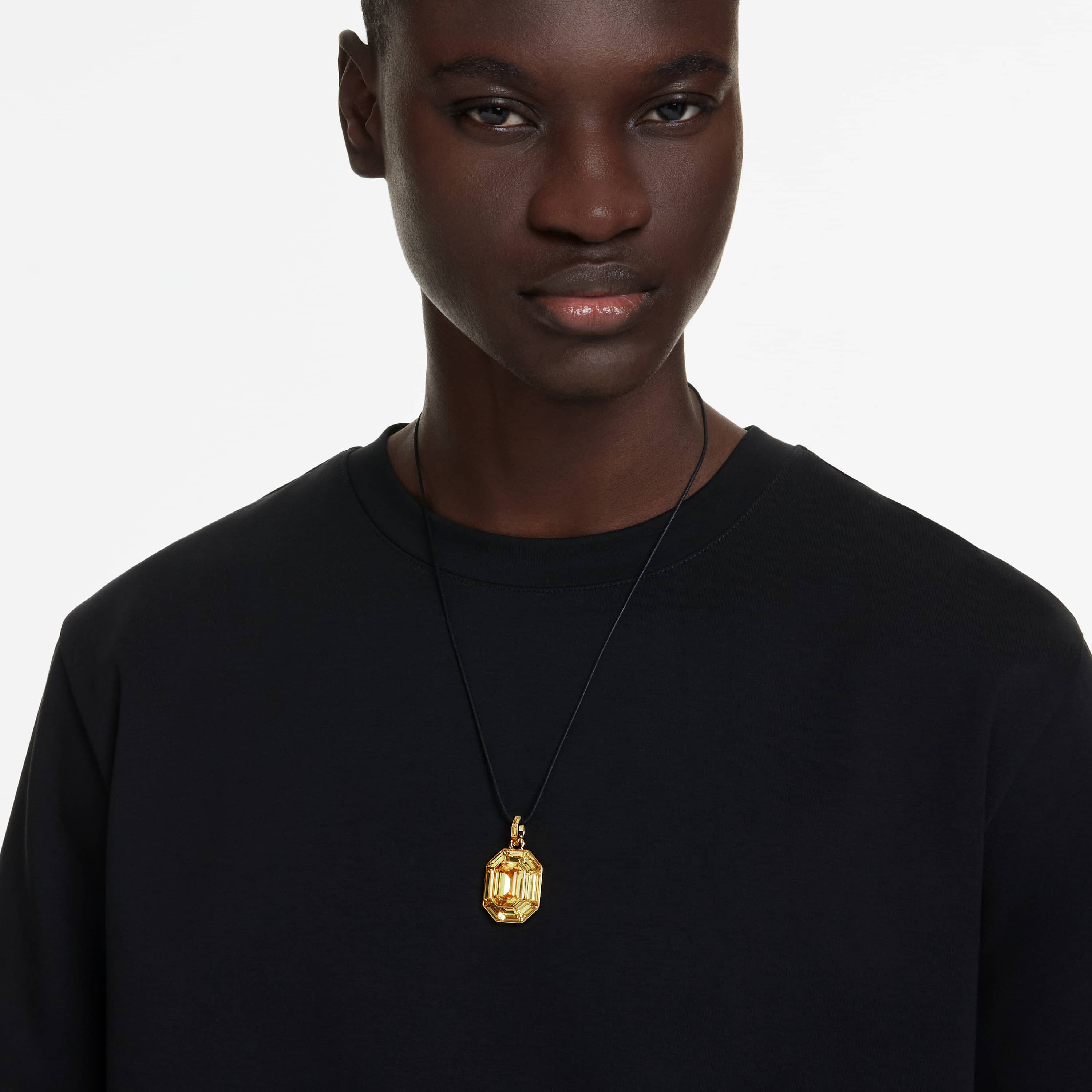 swarovski قلادة lucent، شكل مُثَمَّن، لون أصفر، طلاء باللون الذهبي