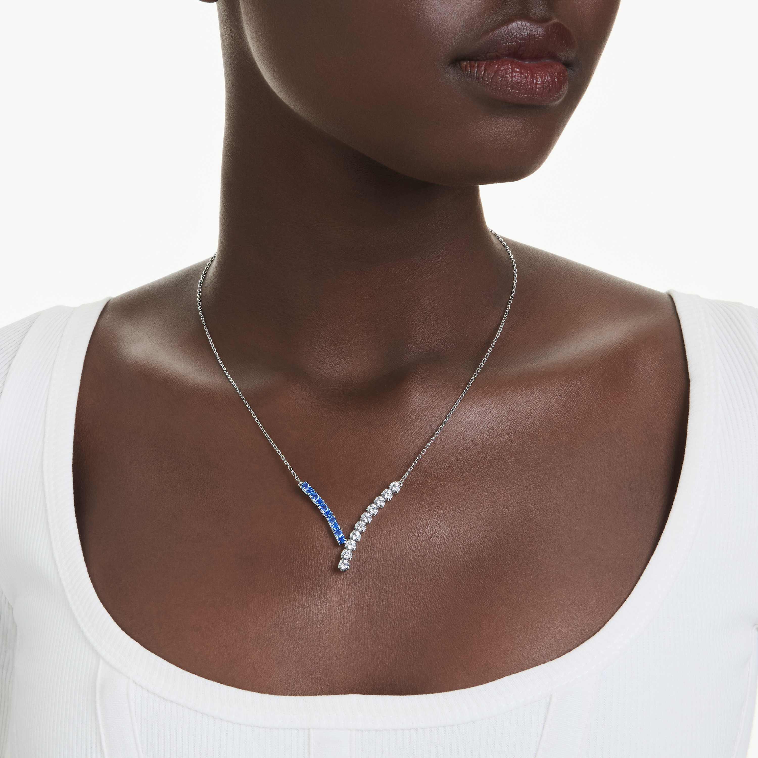 swarovski قلادة matrix، قطع متنوع، لون أزرق، طلاء روديوم