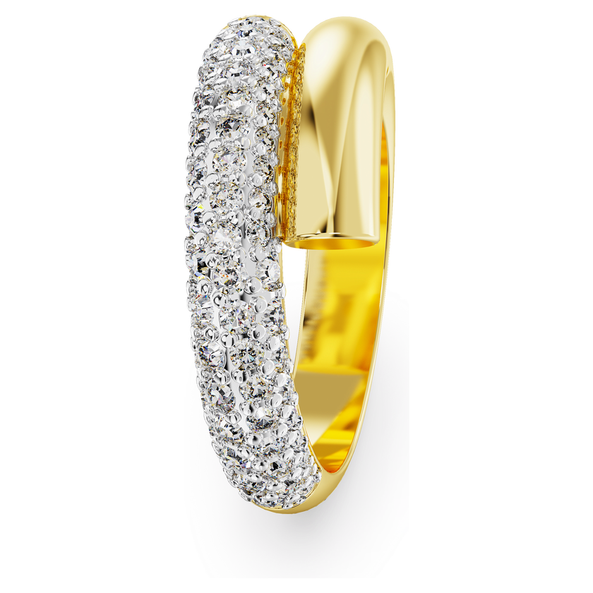 swarovski خاتم كوكتيل dextera، لون أبيض، طلاء بلون ذهبي