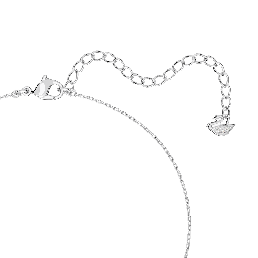 swarovski قلادة further، دوائر متداخلة، حجم صغير، لون أبيض، طلاء روديوم