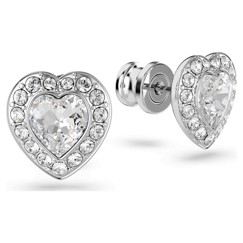أقراط دبوسية ariana grande x swarovski، قطع متنوع، شكل قلب، لون أبيض، طلاء روديوم