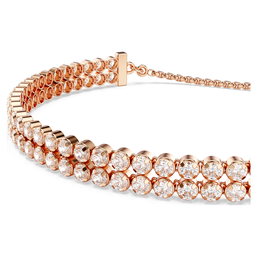 swarovski سوار تنس matrix، قطع مُستدير، لون أبيض، لمسة نهائية من الذهب الوردي عيار 18 قيراط