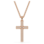 swarovski قلادة insigne، شكل صليب، لون أبيض، طلاء باللون الذهبي الوردي