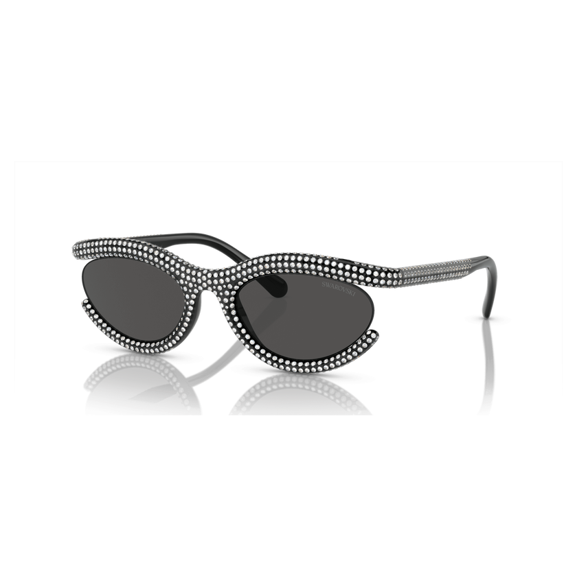 swarovski نظارة شمسية، شكل بيضاوي، sk6006el، لون أسود