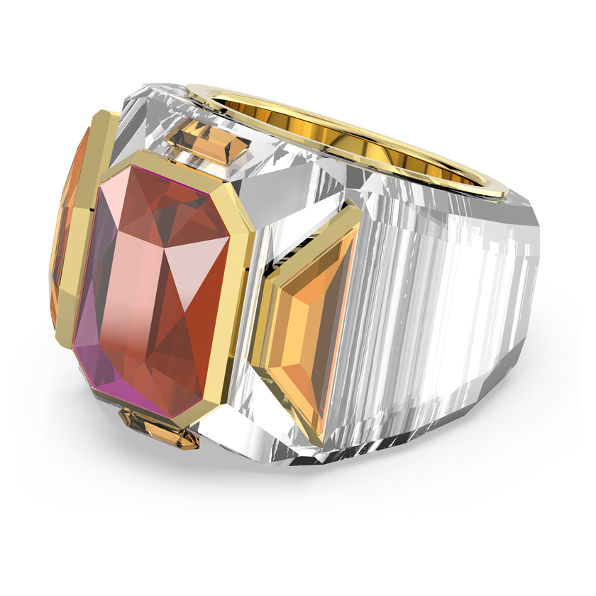 swarovski خاتم chroma كوكتيل، لون وردي، طلاء باللون الذهبي