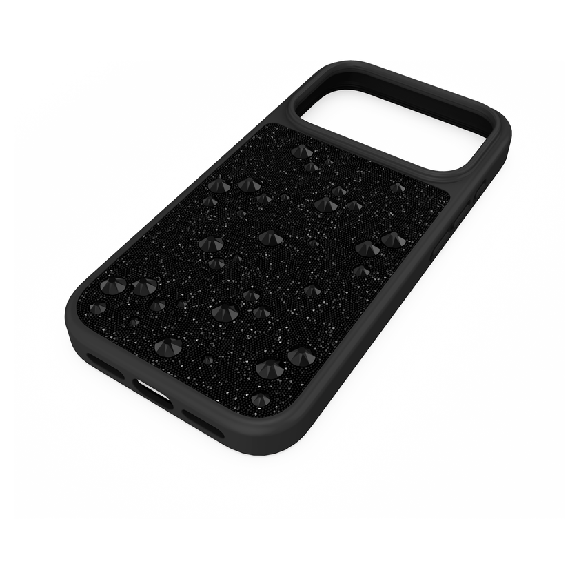 swarovski حافظة high للهاتف الذكي، كريستالات مسطحة من الخلف، iphone  17 pro، لون أسود