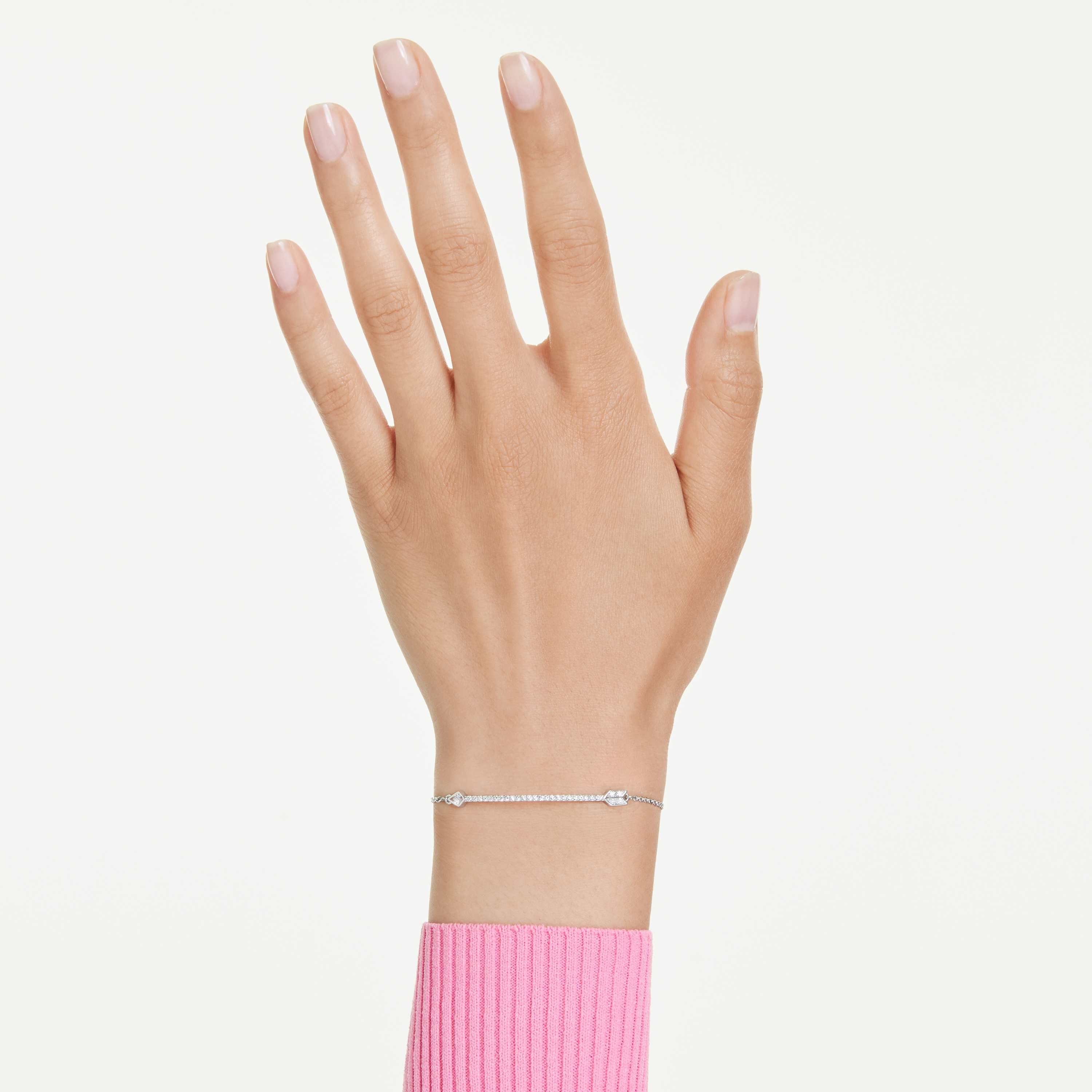 swarovski idyllia bracelet  mixed cuts  arrow  white  rhodium plated