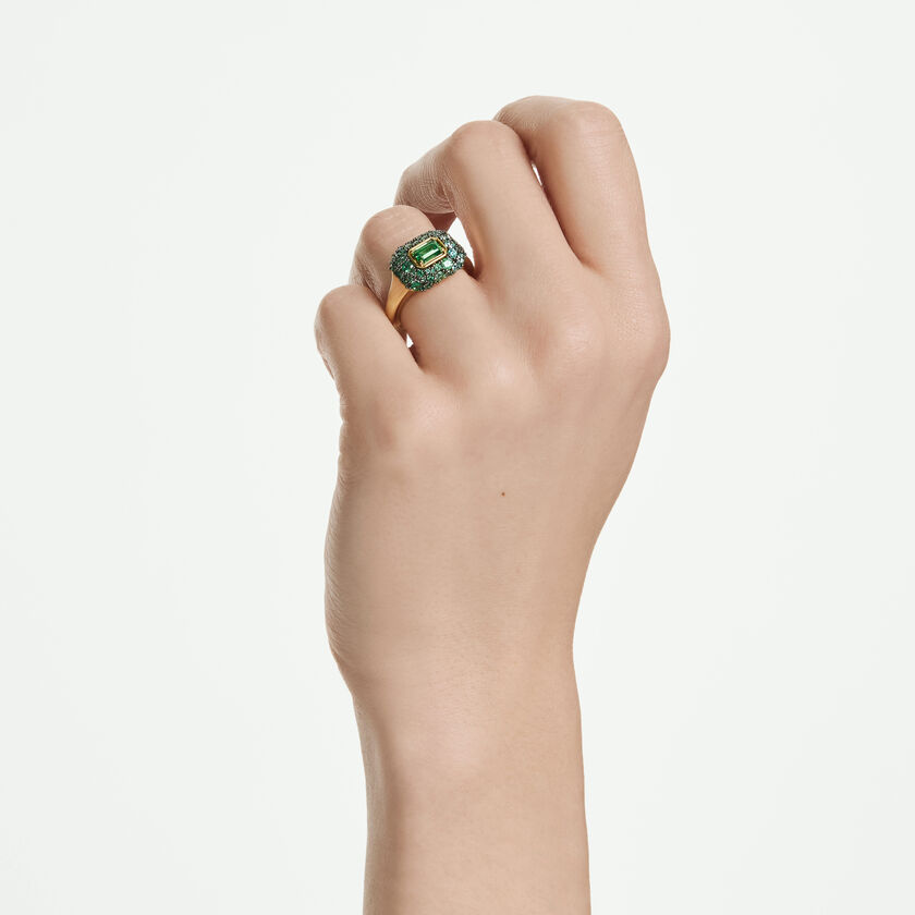 swarovski خاتم كوكتيل sublima، قطع مُثَمَّن، لون أخضر، لمسة نهائية من الذهب عيار 18 قيراط