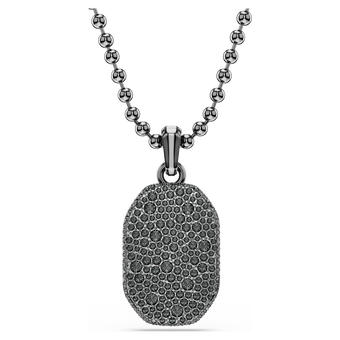 swarovski قلادة dextera octagon، شكل مثمن، قطع مستدير، لون أسود، طلاء روثينيوم