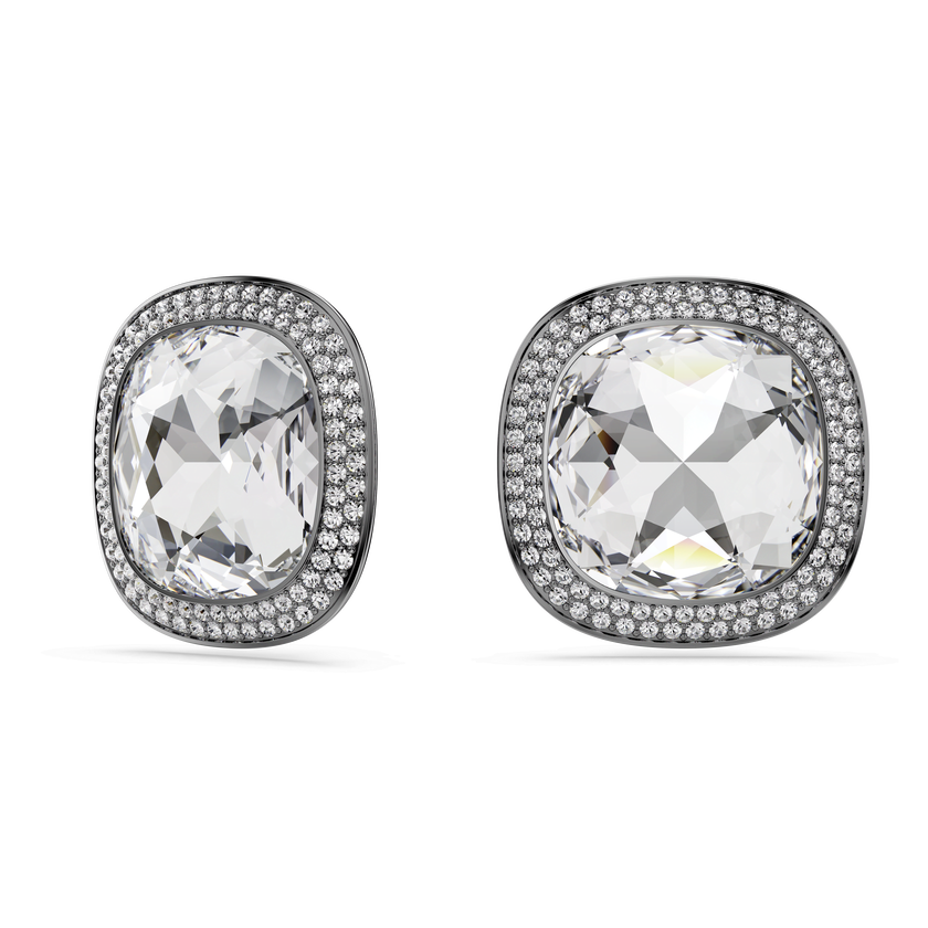 swarovski أقراط بمشبك una angelic، قطع كوشن، لون أبيض، طلاء روتينيوم