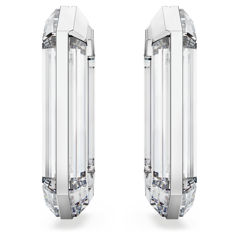 swarovski أقراط حلقية lucent، تصميم متميز، ثمانية الشكل، لون أبيض