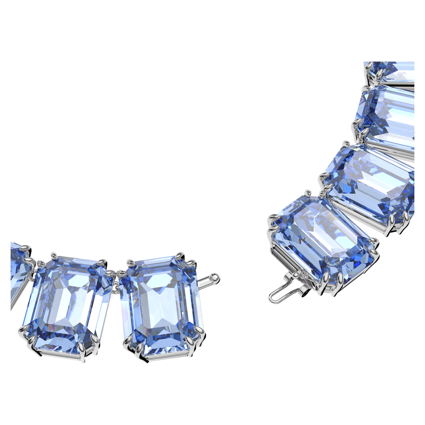 swarovski عقد millenia، مزدان بكريستالات مثمنة، لون أزرق، طلاء روديوم