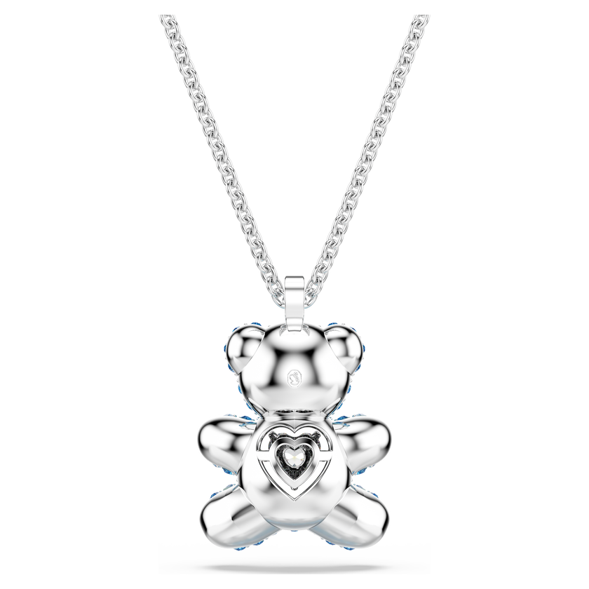 swarovski قلادة teddy، شكل دب، لون أزرق، طلاء روديوم