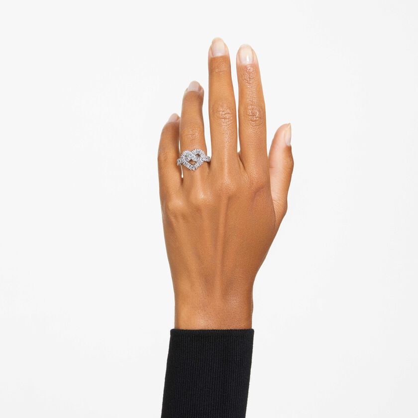swarovski خاتم matrix، قطع متنوع، شكل قلب، لون أبيض، طلاء روديوم